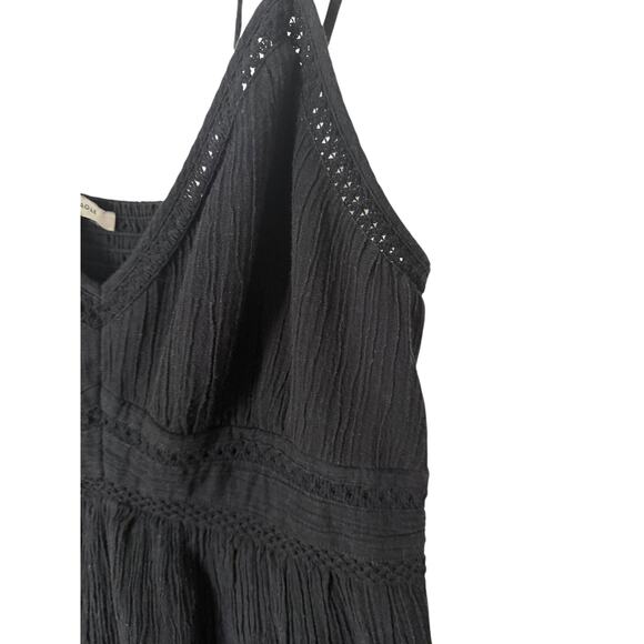 American Eagle Women's Vneck Black Strappy Wide Leg‎ Jumpsuit Fully Lined Large - Picture 3 of 7